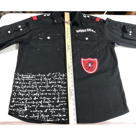 Royal Army Y2K Red Black Cross Wings Embroidered Bling Graphic Streetwear Sz 2X - Picture 7 of 14